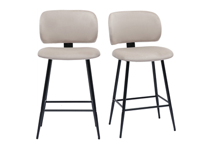 Sgabelli da bar in tessuto velluto color talpa e metallo nero H70 cm (set di 2) ATRIUM