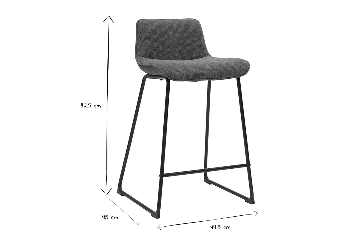 Sgabelli da bar in tessuto verde kaki e metallo H65 cm (set di 2) BOOST