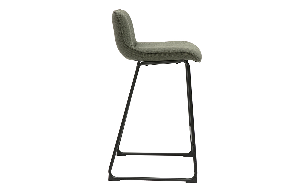 Sgabelli da bar in tessuto verde kaki e metallo H65 cm (set di 2) BOOST