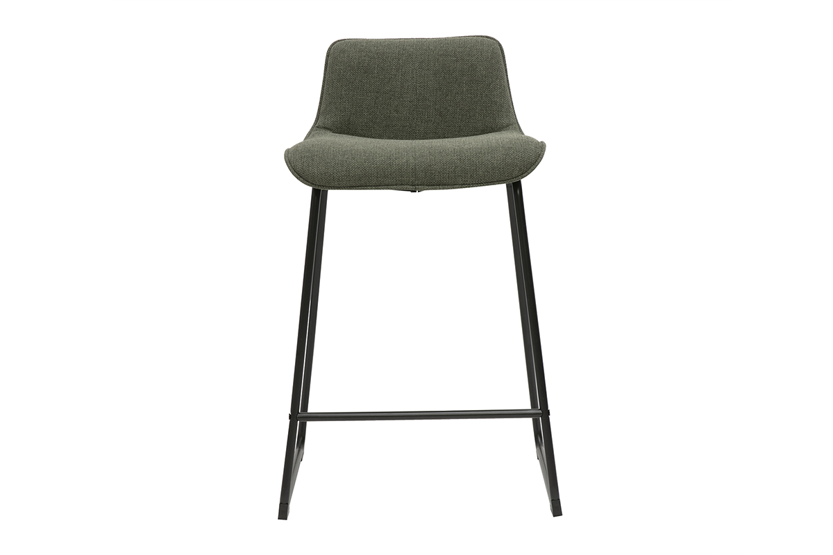 Sgabelli da bar in tessuto verde kaki e metallo H65 cm (set di 2) BOOST