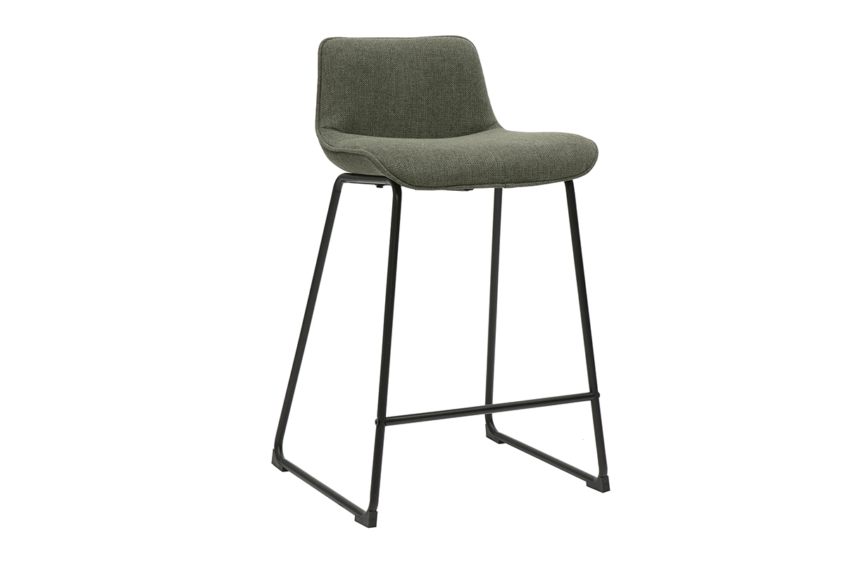 Sgabelli da bar in tessuto verde kaki e metallo H65 cm (set di 2) BOOST
