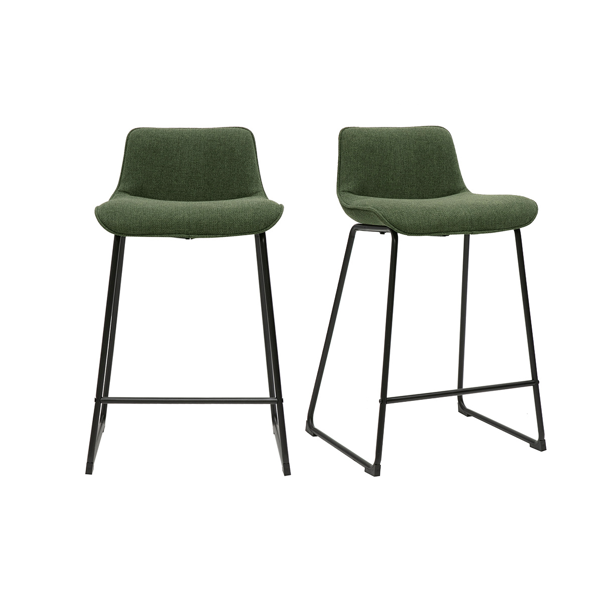 Sgabelli da bar in tessuto verde kaki e metallo H65 cm (set di 2) BOOST