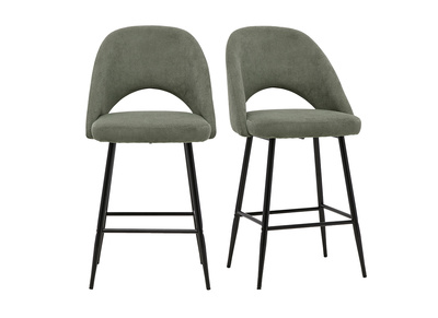 Sgabelli da bar in velluto a coste verde kaki H65 cm (set di 2) COSETTE