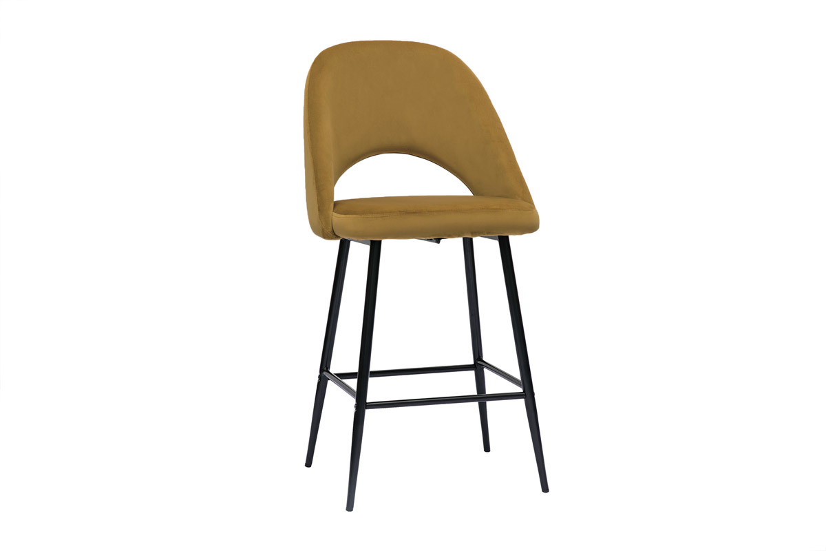 Sgabelli da bar in velluto color bronzo e metallo H65 cm (set di 2) COSETTE