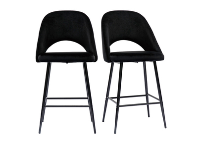 Sgabelli da bar in velluto nero e metallo H65 cm (set di 2) COSETTE
