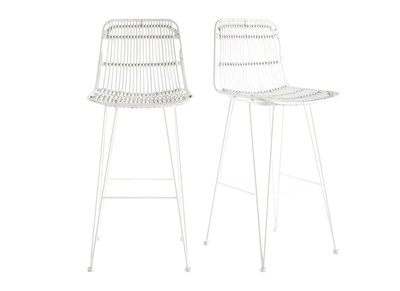 Sgabelli da bar in vimini bianco lotto di 2 MALACCA