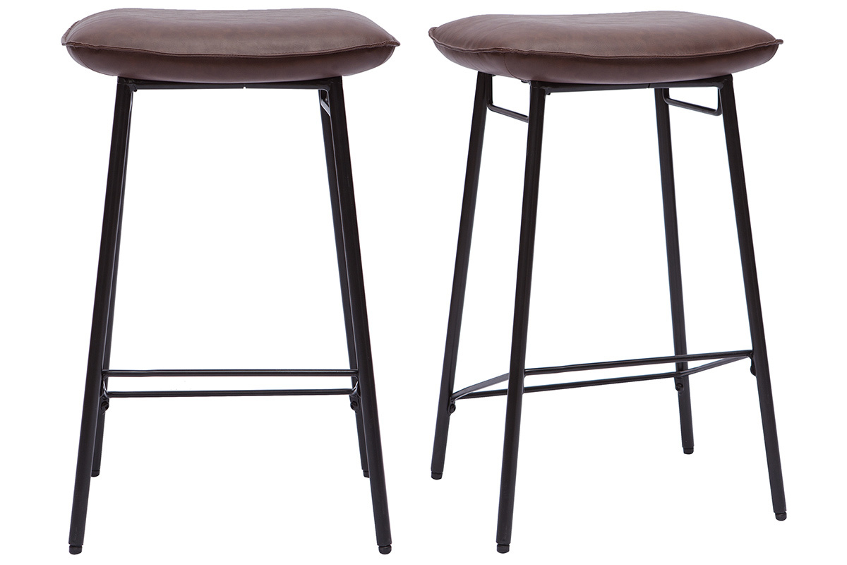 Sgabelli da bar industriali marrone scuro (set di 2) DORY