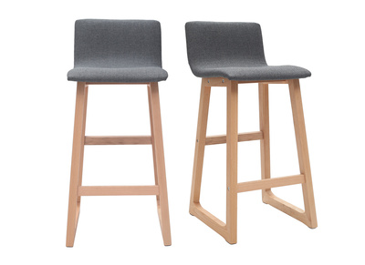 Sgabelli da bar legno chiaro e tessuto grigio set di 2 OSAKA