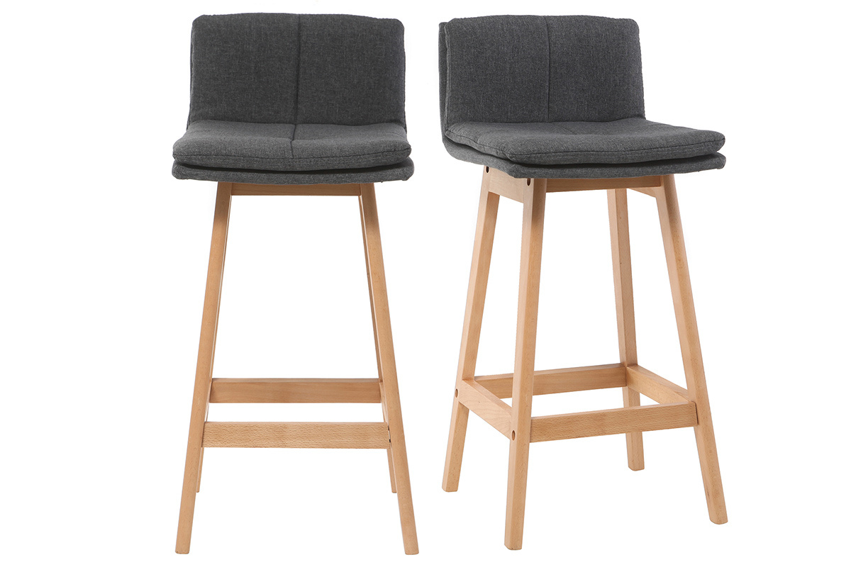 Sgabelli da bar legno e grigio scuro 65cm set di 2 JOAN
