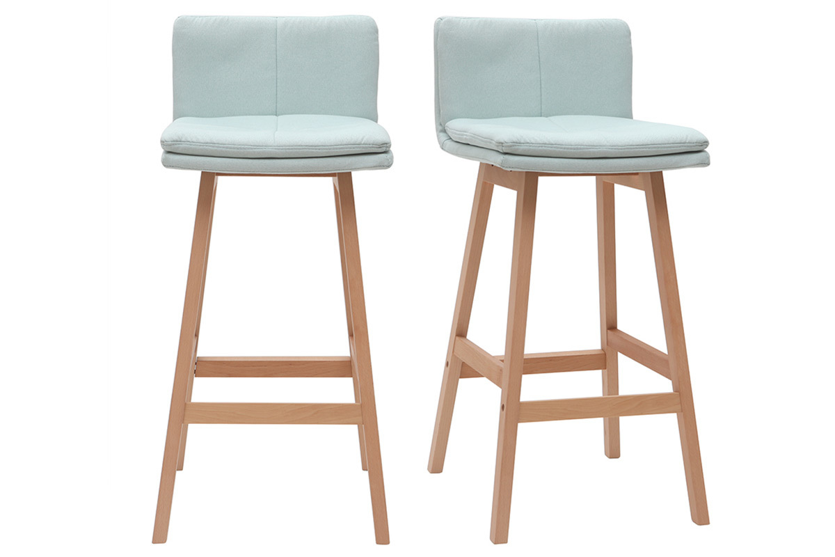 Sgabelli da bar legno e verde acqua 65cm set di 2 JOAN