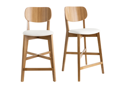 Sgabelli da bar legno rovere e bianco H65 cm (set di 2) LUCIA