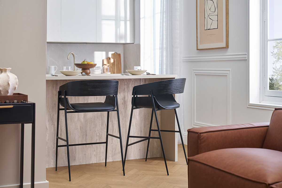 Sgabelli da bar neri design (set di 2) WESS