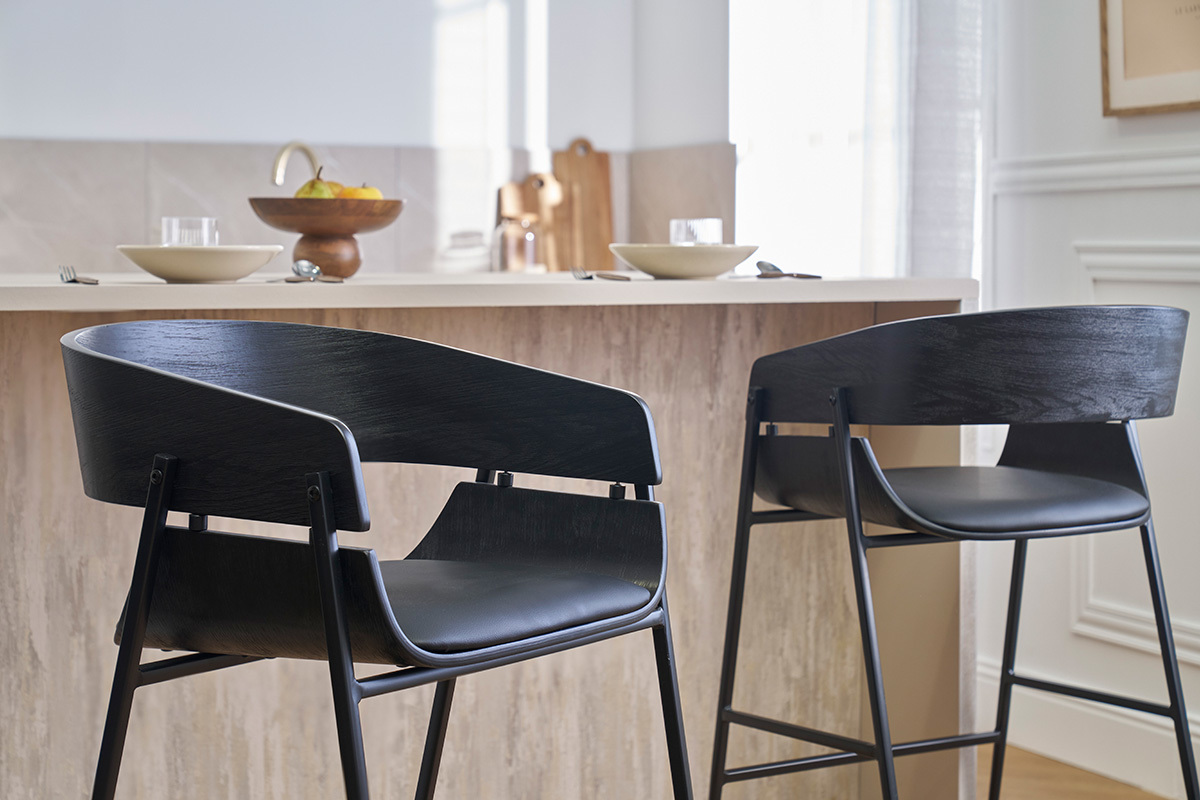 Sgabelli da bar neri design (set di 2) WESS