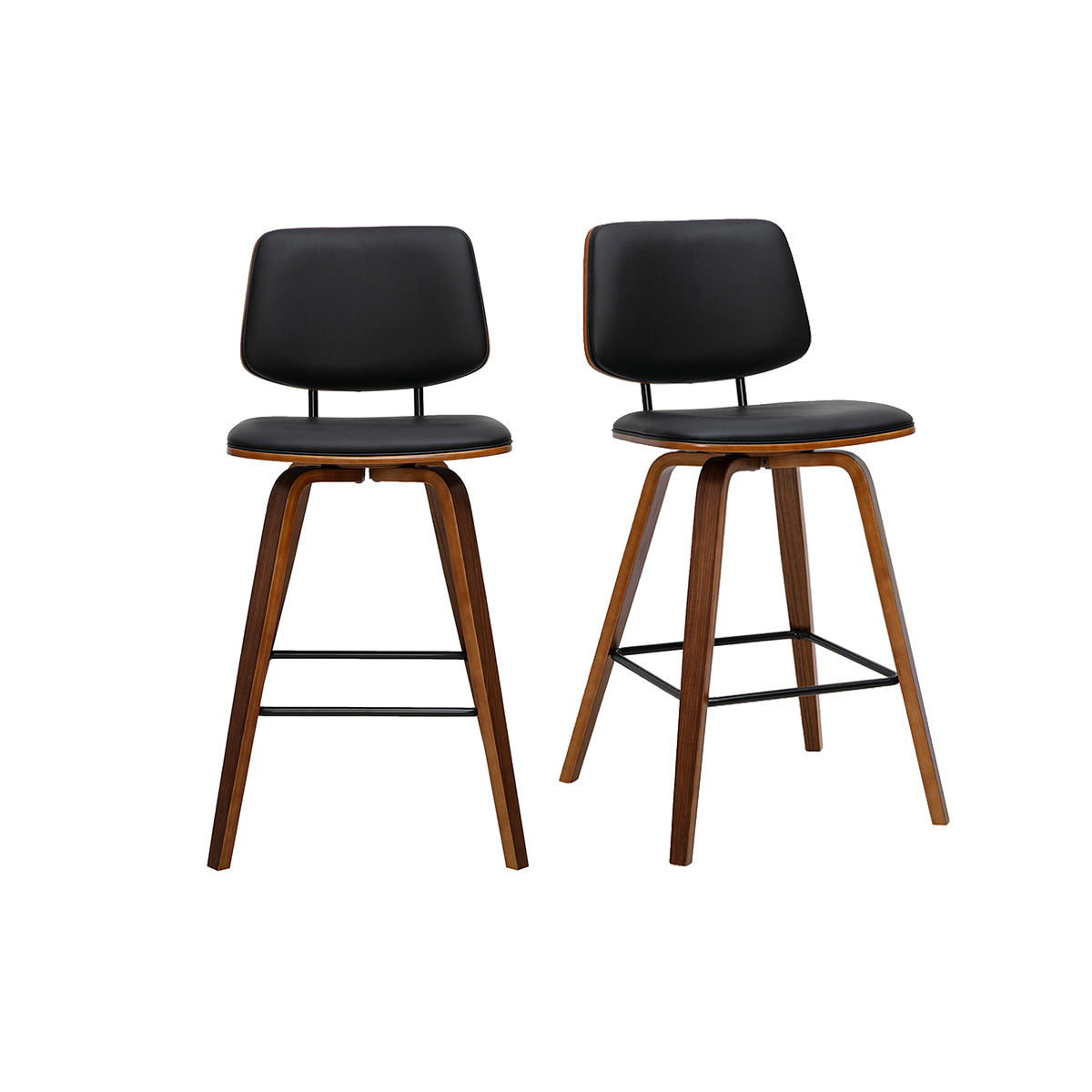 Sgabelli da bar neri e legno scuro H66 cm (lotto di 2) SEGUR