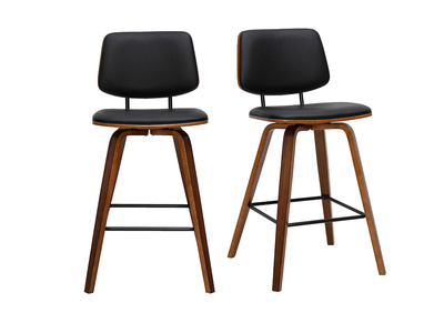 Sgabelli da bar neri e legno scuro H66 cm (lotto di 2) SEGUR