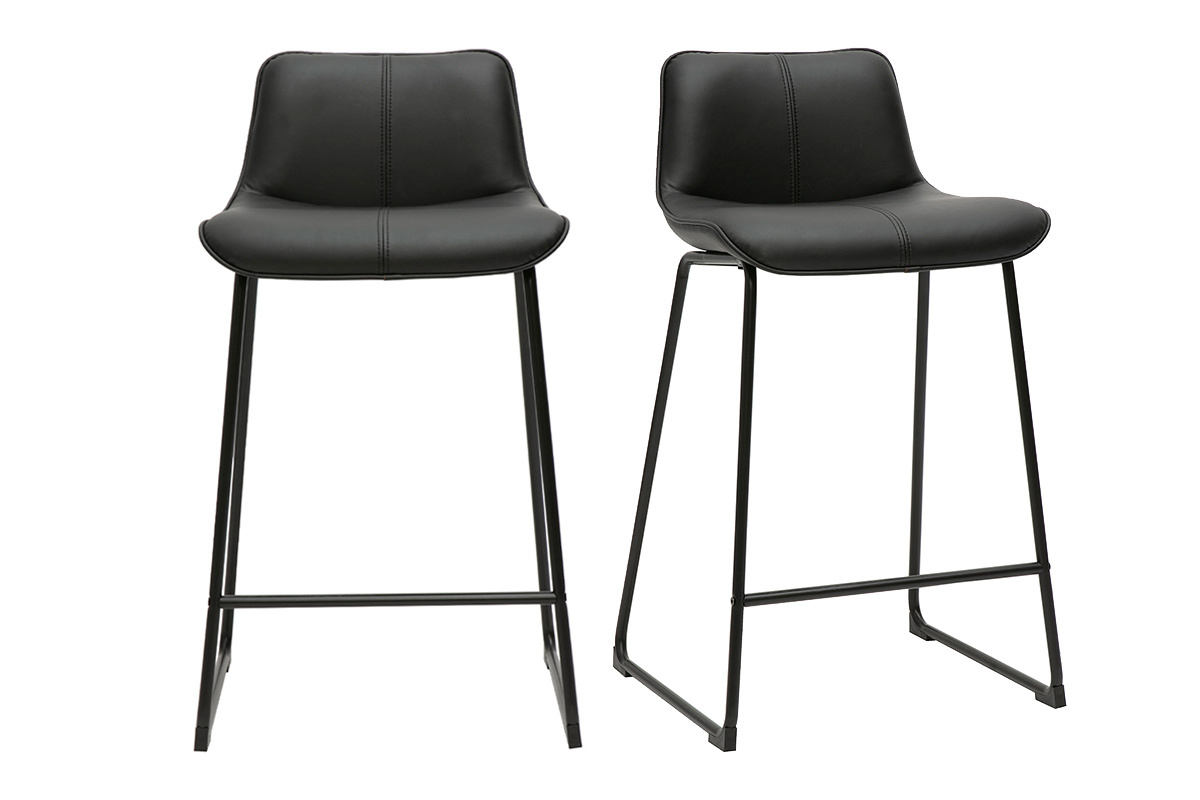 Sgabelli da bar neri e metallo H65 cm (confezione da 2) BOOST