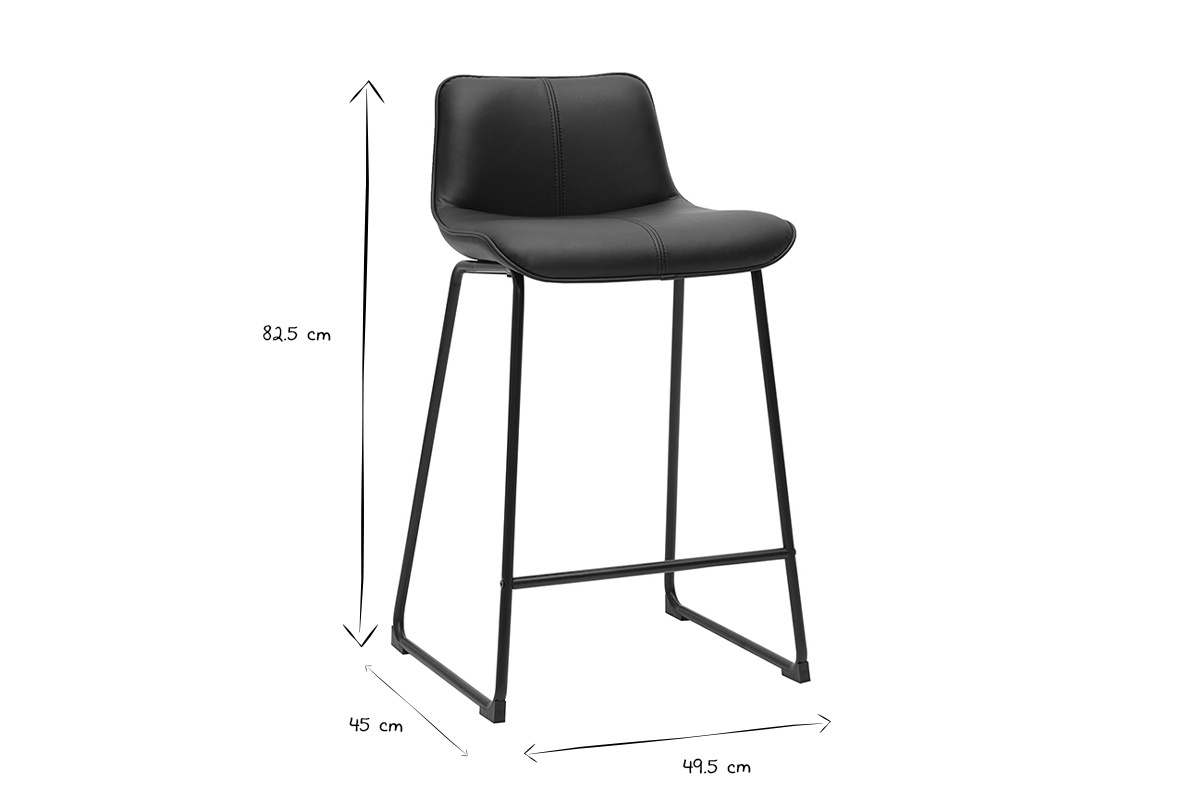 Sgabelli da bar neri e metallo H65 cm (confezione da 2) BOOST