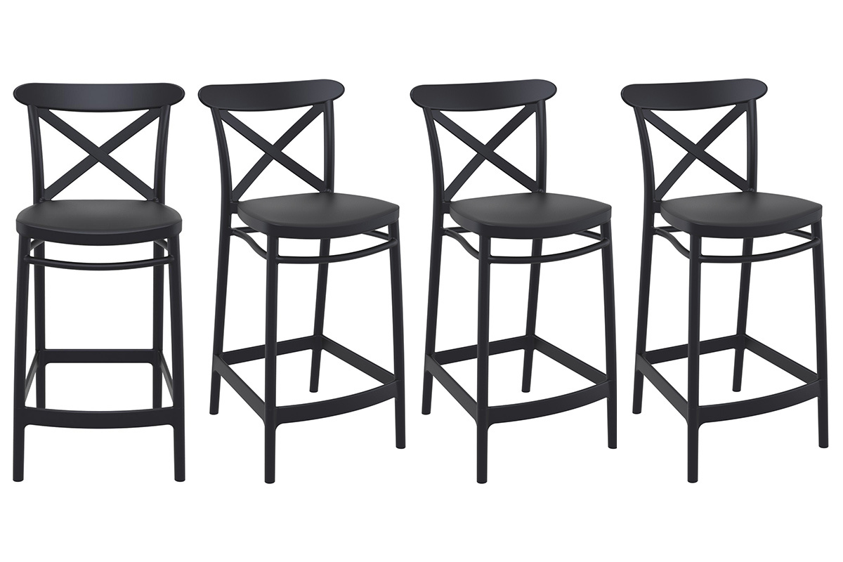 Sgabelli da bar neri H65 cm da interno / esterno (set di 4) GERMAIN