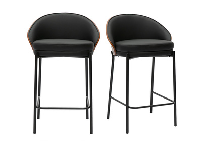 Sgabelli da bar neri, legno scuro e metallo H65 cm (set di 2) TUCSON