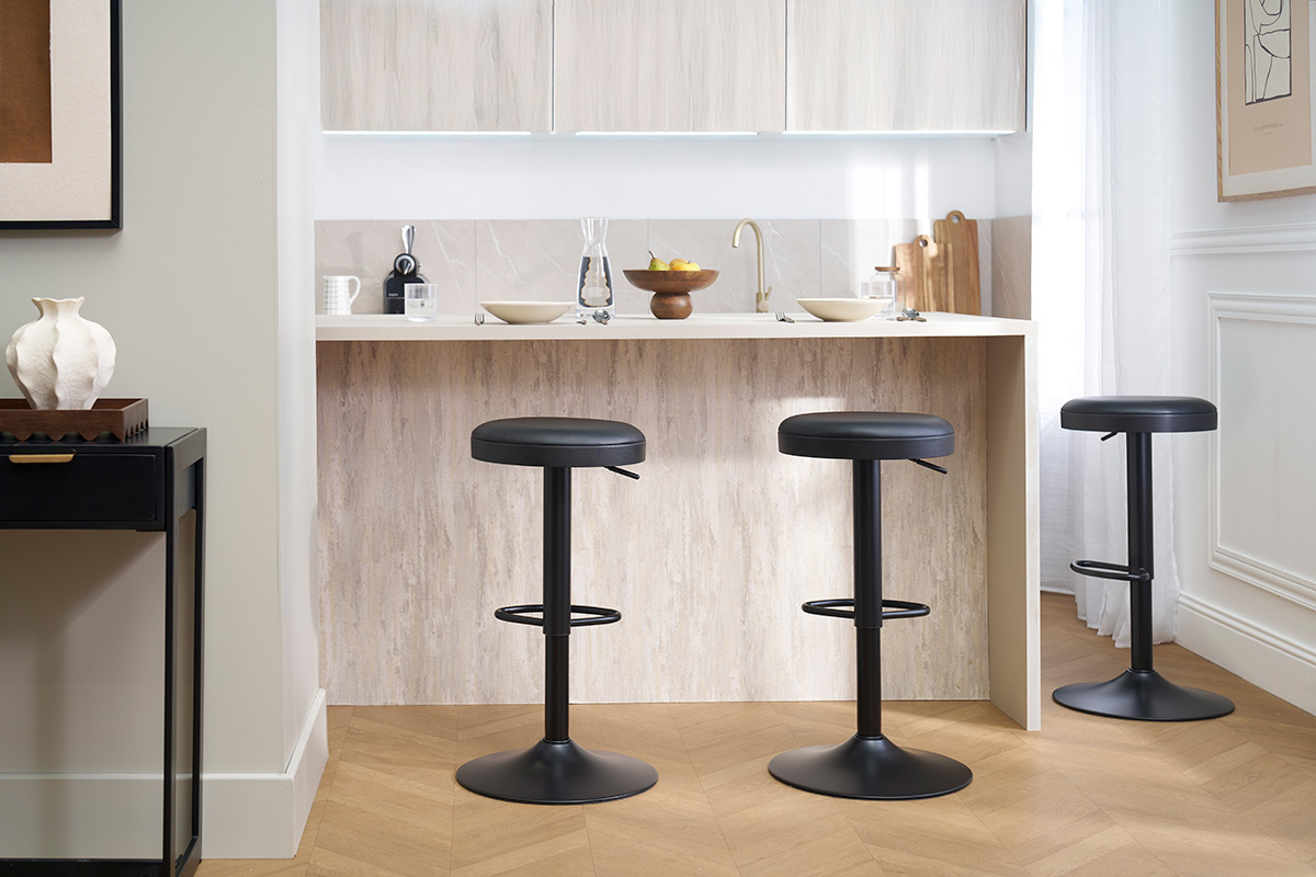 Sgabelli da bar neri regolabili (set di 2) BYRON