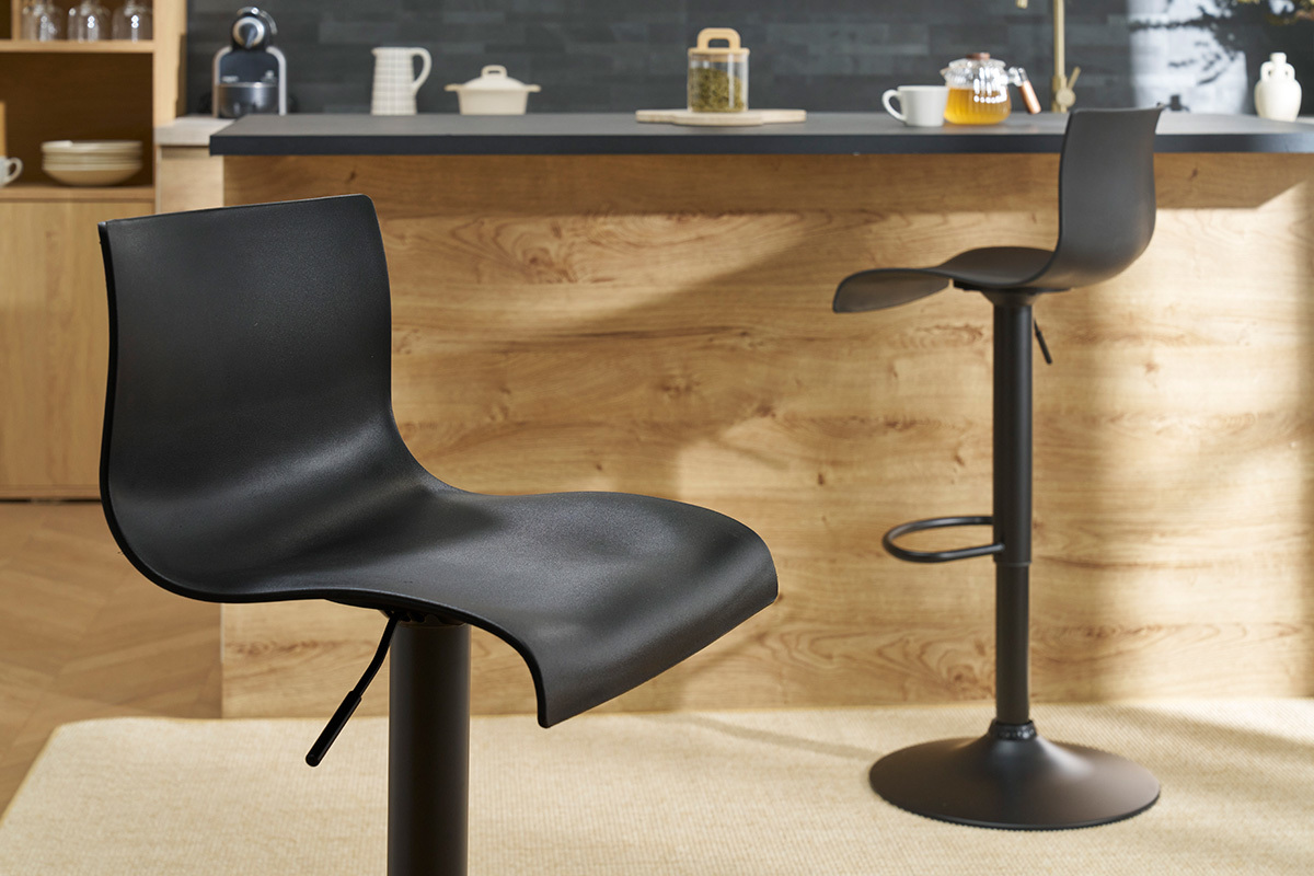 Sgabelli da bar regolabili design in metallo nero (set di 2) ONA