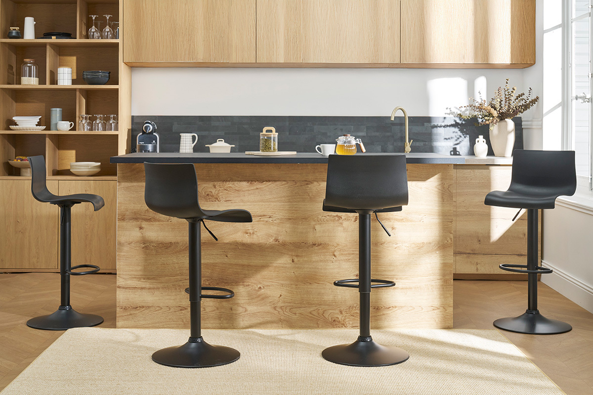Sgabelli da bar regolabili design in metallo nero (set di 2) ONA