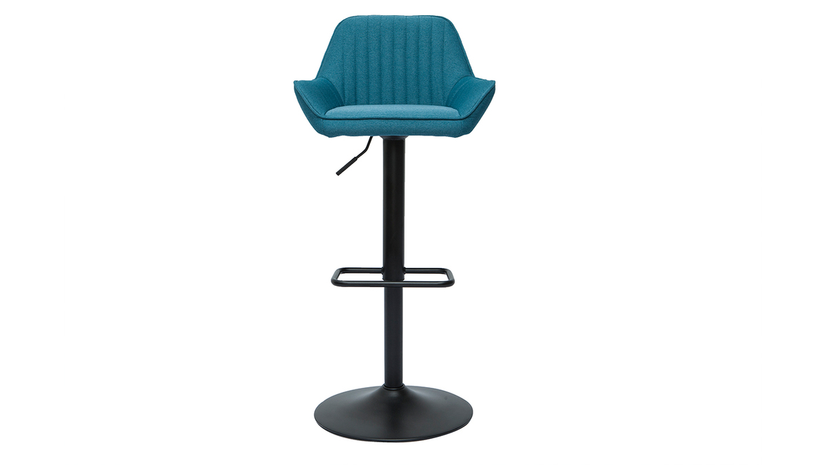 Sgabelli da bar regolabili design in tessuto blu anatra (set di 2) RONNIE