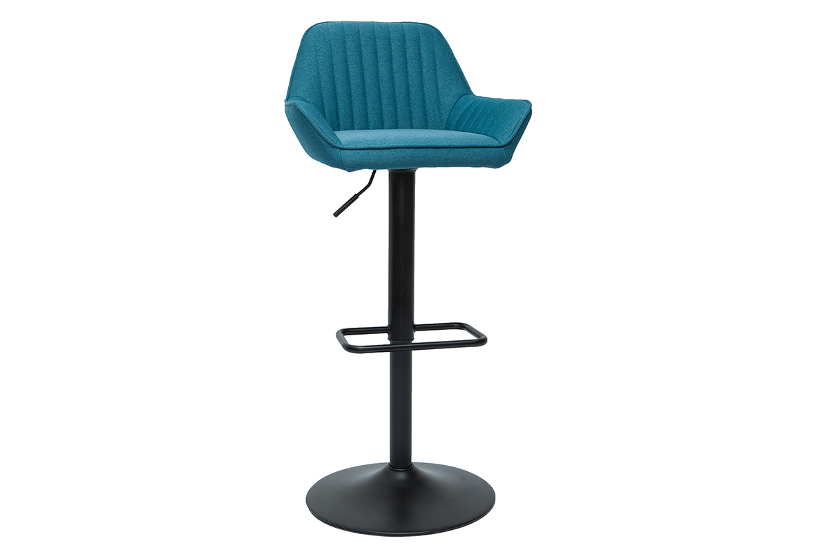 Sgabelli da bar regolabili design in tessuto blu anatra (set di 2) RONNIE