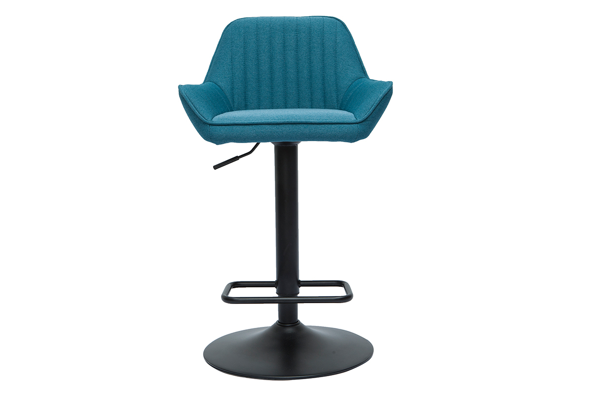 Sgabelli da bar regolabili design in tessuto blu anatra (set di 2) RONNIE
