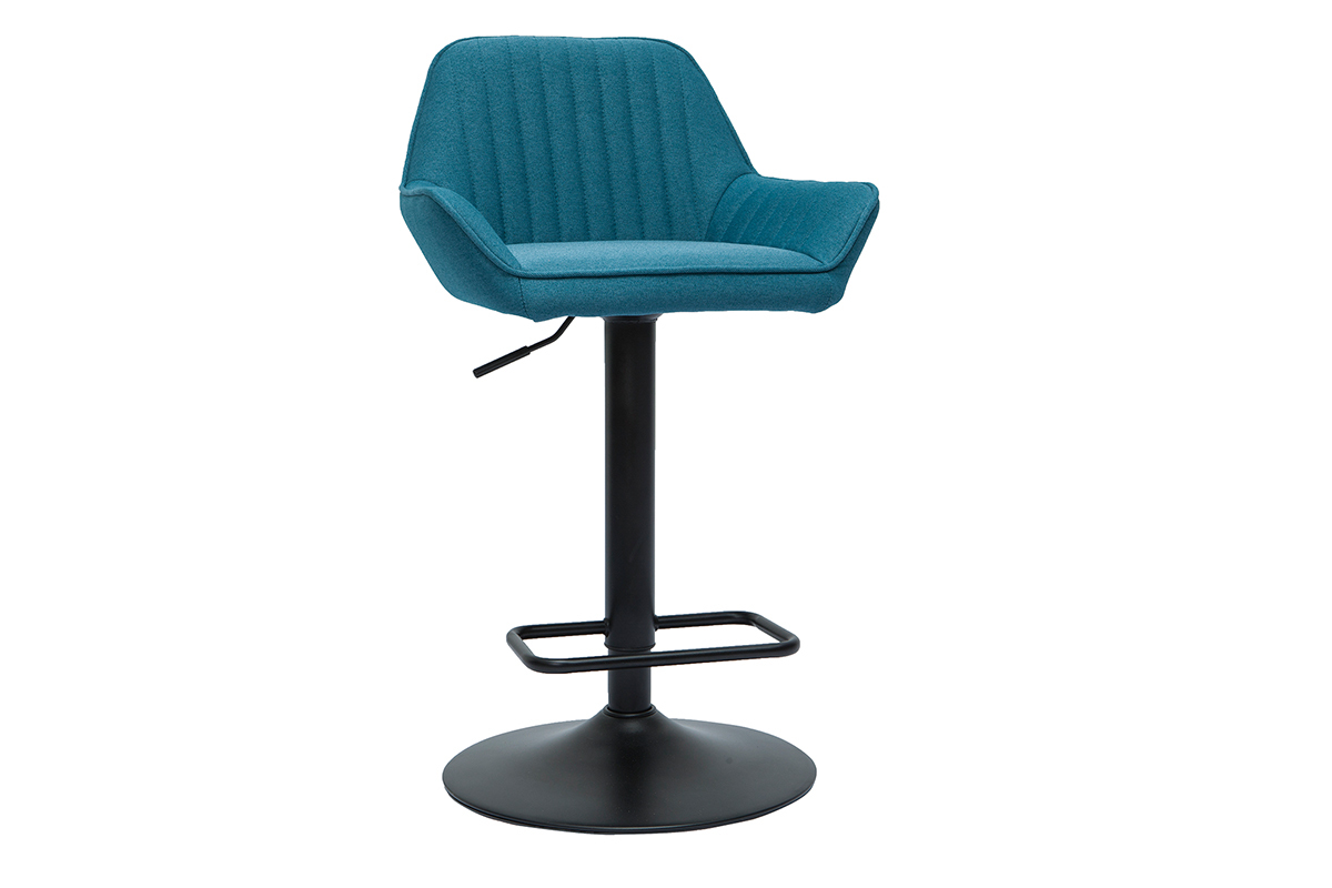 Sgabelli da bar regolabili design in tessuto blu anatra (set di 2) RONNIE