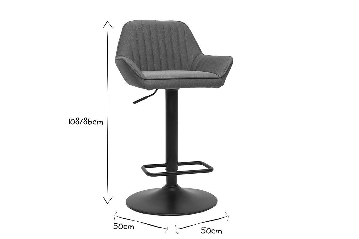 Sgabelli da bar regolabili design in tessuto blu anatra (set di 2) RONNIE