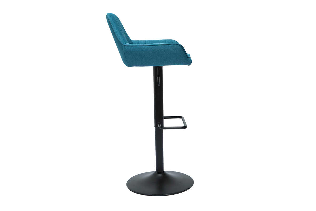 Sgabelli da bar regolabili design in tessuto blu anatra (set di 2) RONNIE