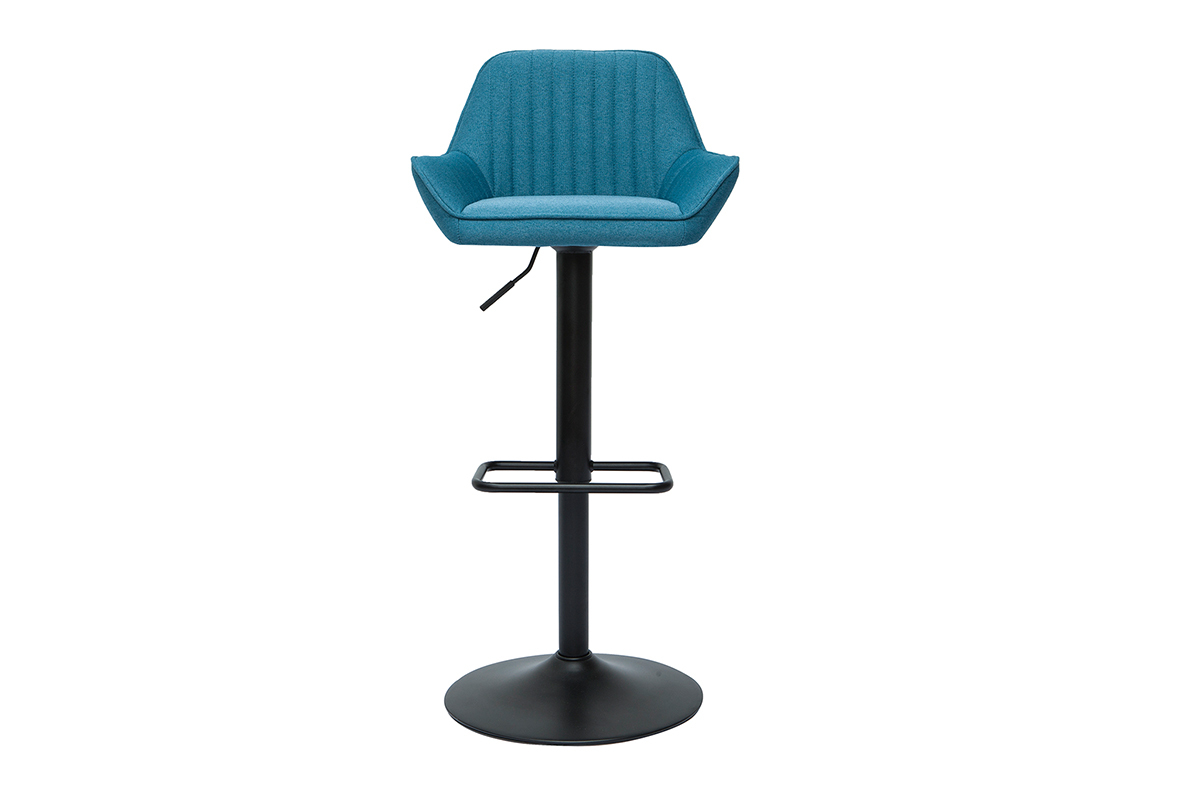 Sgabelli da bar regolabili design in tessuto blu anatra (set di 2) RONNIE