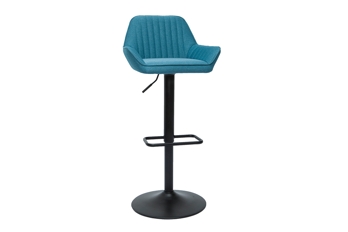 Sgabelli da bar regolabili design in tessuto blu anatra (set di 2) RONNIE