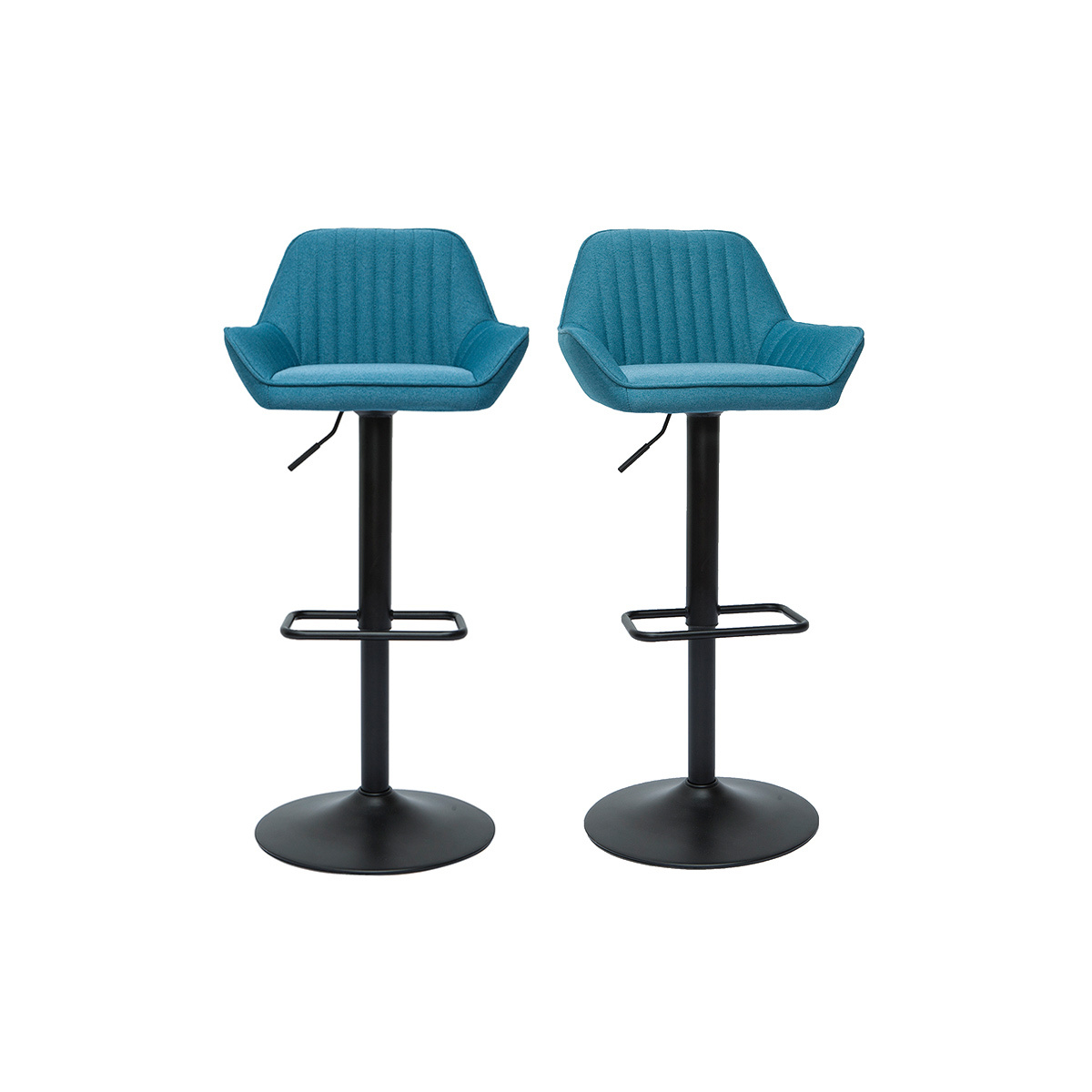 Sgabelli da bar regolabili design in tessuto blu anatra (set di 2) RONNIE