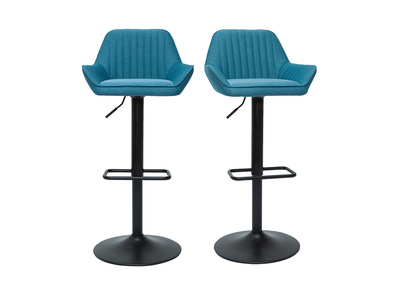Sgabelli da bar regolabili design in tessuto blu anatra (set di 2) RONNIE