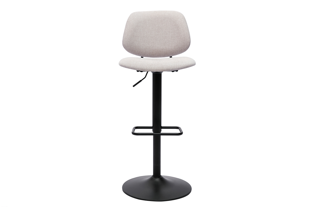 Sgabelli da bar regolabili design in tessuto effetto velluto beige e metallo nero BARNET (set di 2)