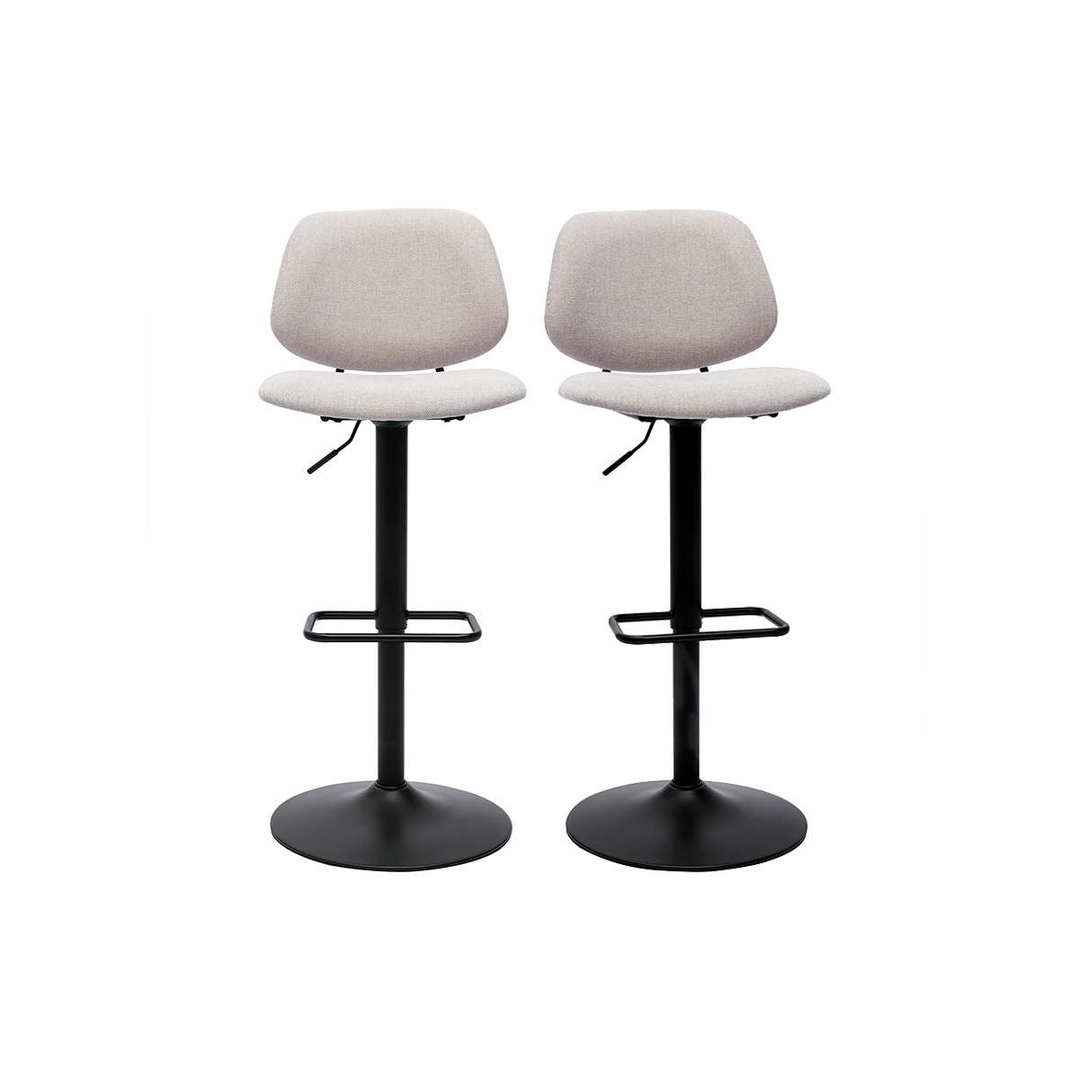 Sgabelli da bar regolabili design in tessuto effetto velluto beige e metallo nero BARNET (set di 2)