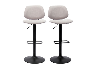 Sgabelli da bar regolabili design in tessuto effetto velluto beige e metallo nero BARNET (set di 2)