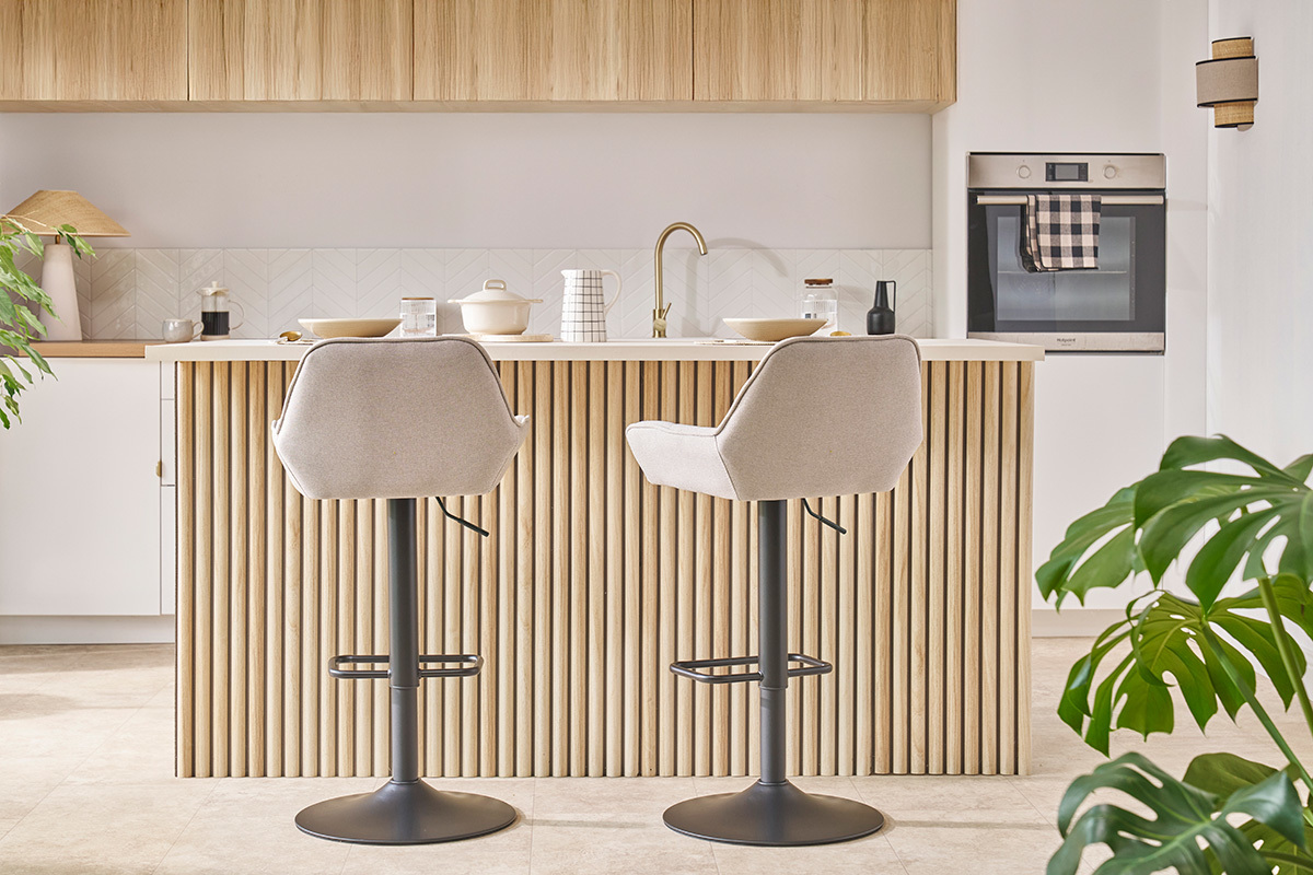 Sgabelli da bar regolabili design in tessuto grigio antracite (set di 2) RONNIE
