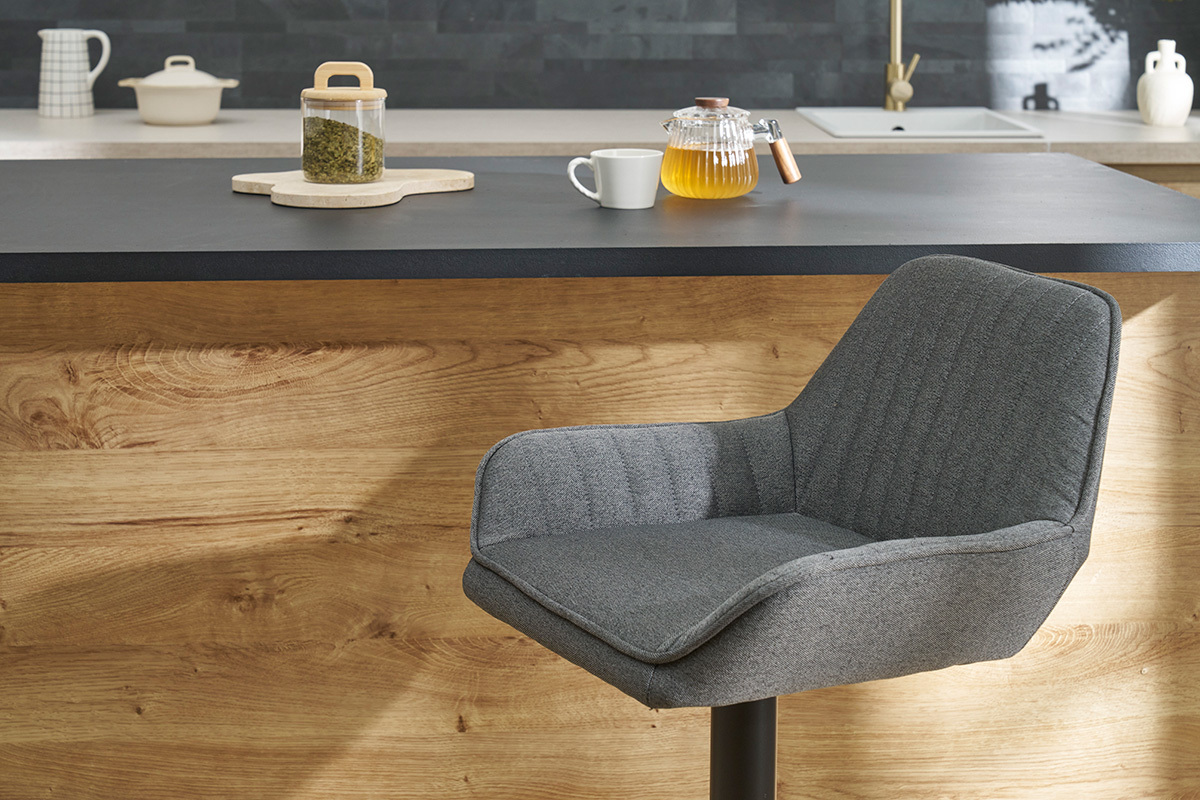 Sgabelli da bar regolabili design in tessuto grigio antracite (set di 2) RONNIE