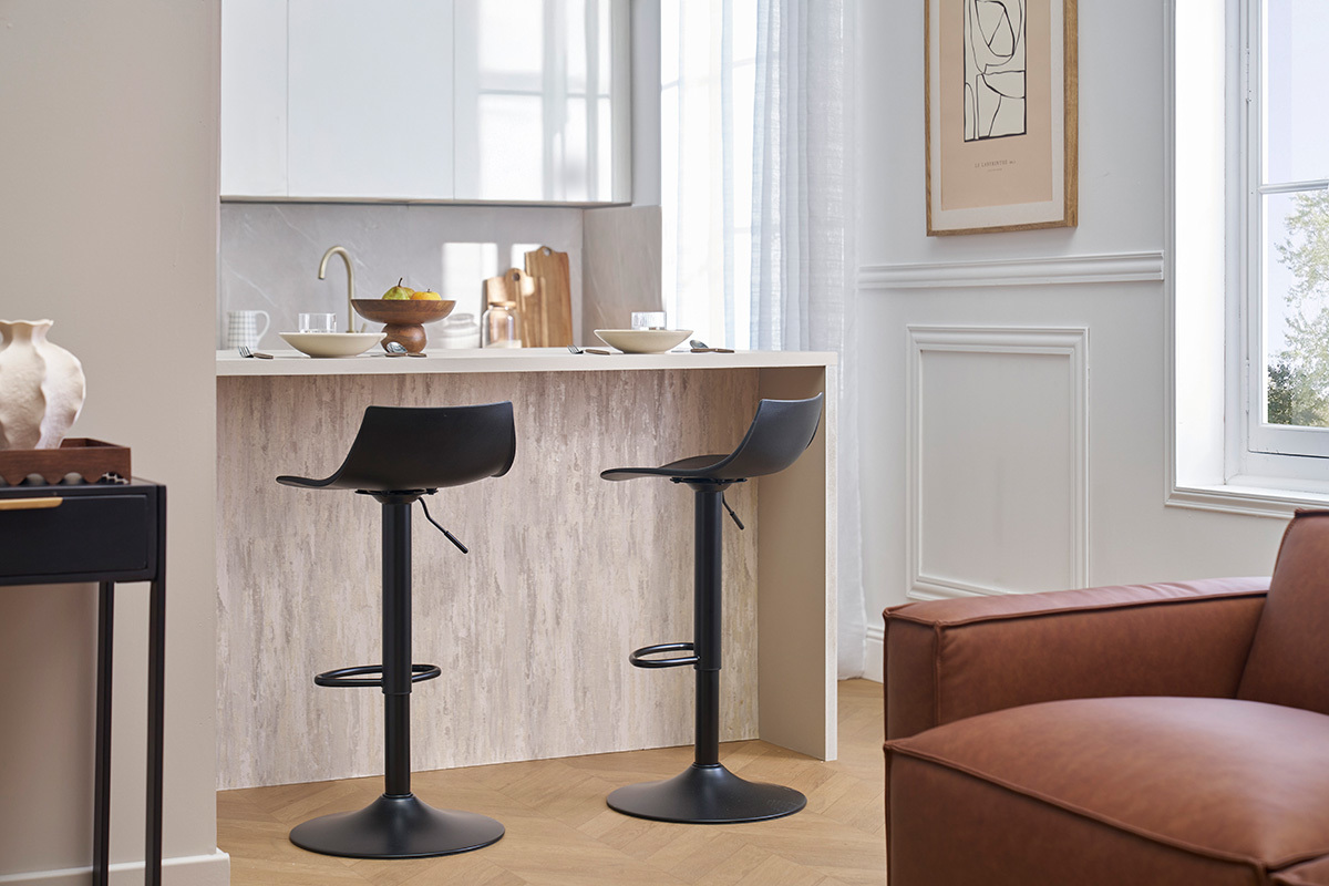 Sgabelli da bar regolabili design neri (set di 2) KELLY