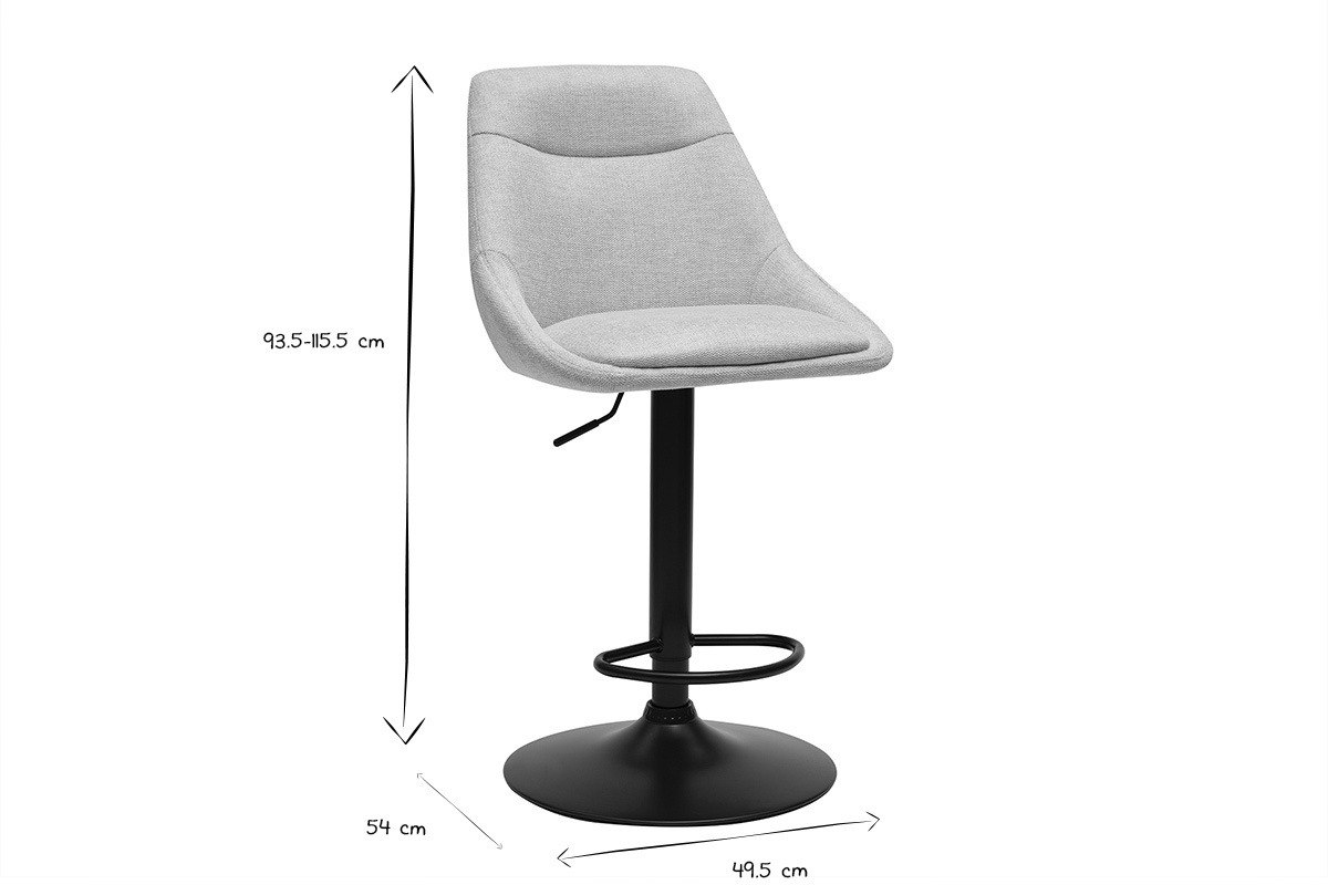 Sgabelli da bar regolabili e girevoli a 360� in tessuto effetto velluto beige e metallo (set di 2) ALESS