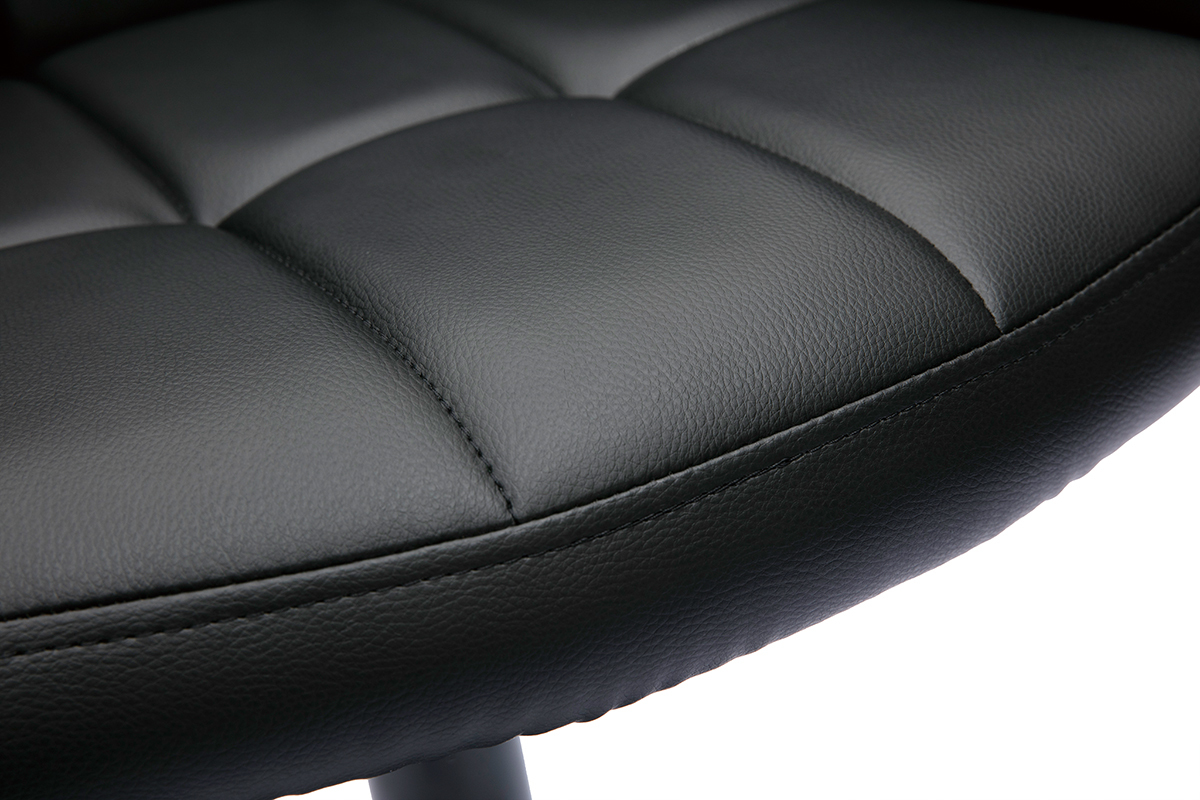 Sgabelli da bar regolabili effetto trapuntato nero e metallo nero 360� (set di 2) MONTERO