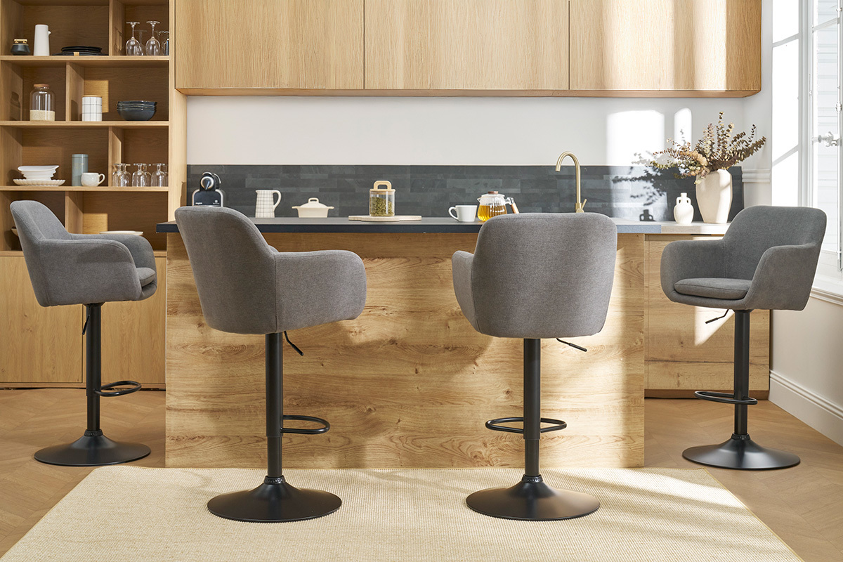 Sgabelli da bar regolabili effetto velluto grigio chiaro (set di 2) AMIKA