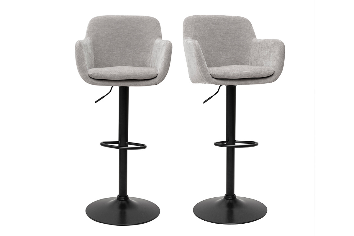 Sgabelli da bar regolabili effetto velluto grigio chiaro (set di 2) AMIKA