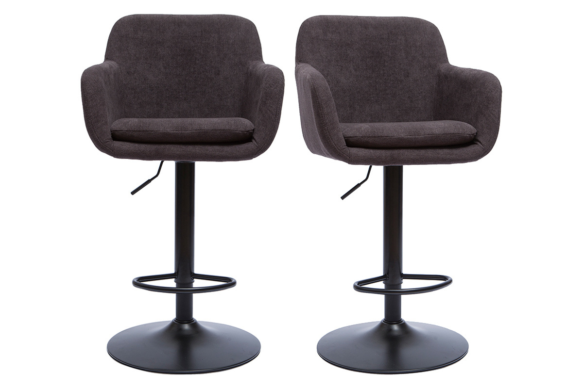 Sgabelli da bar regolabili effetto velluto grigio scuro (set di 2) AMIKA