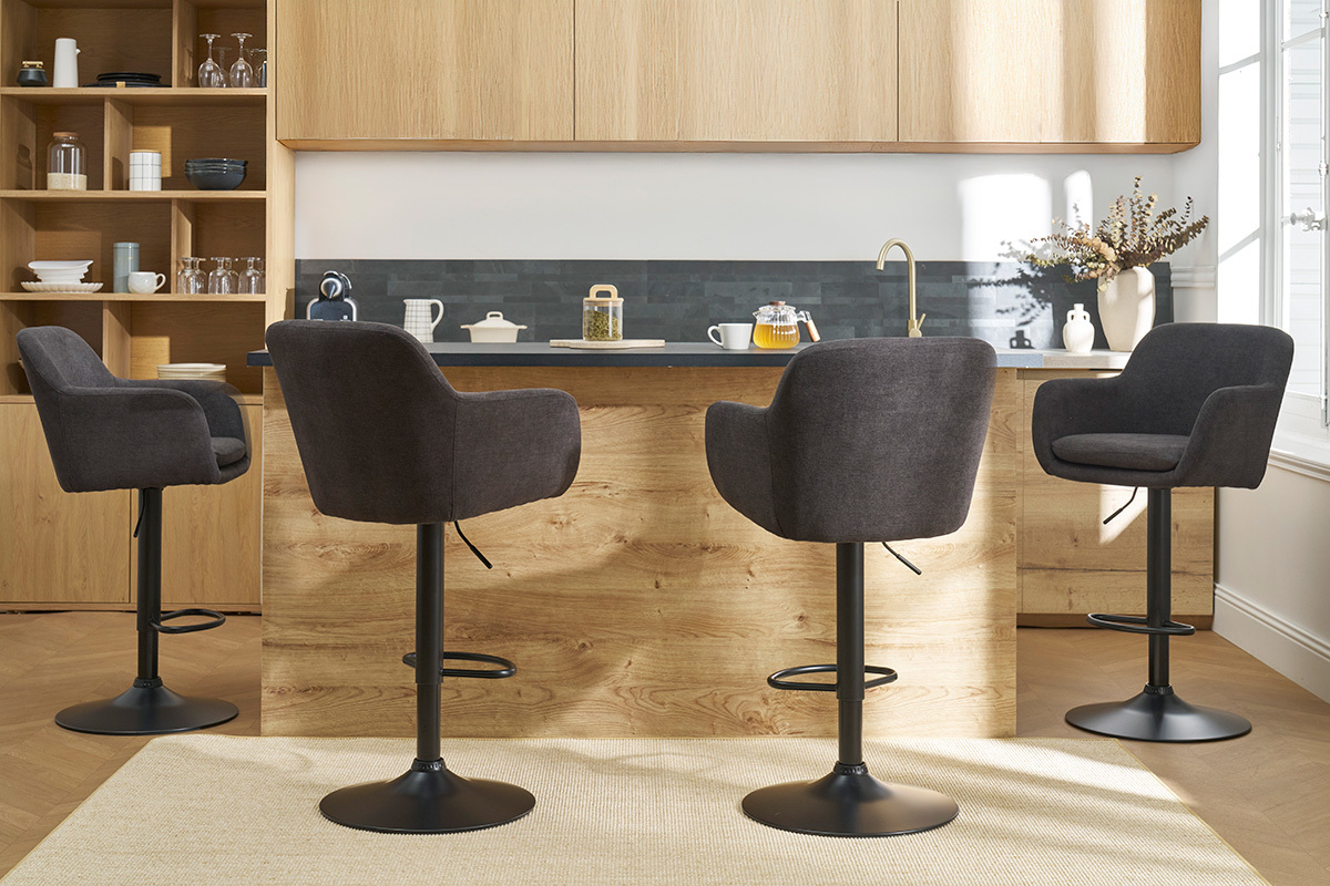 Sgabelli da bar regolabili effetto velluto grigio scuro (set di 2) AMIKA