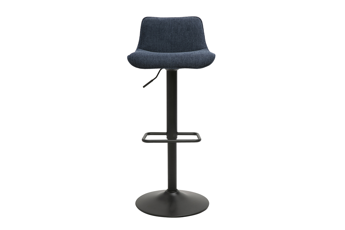 Sgabelli da bar regolabili girevoli 360 in tessuto effetto velluto blu scuro e metallo nero (set di 2) BOOST