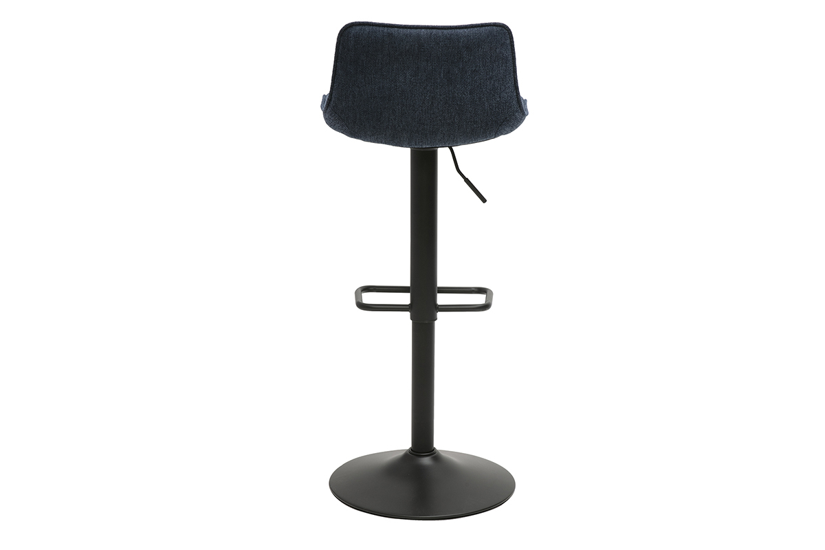 Sgabelli da bar regolabili girevoli 360 in tessuto effetto velluto blu scuro e metallo nero (set di 2) BOOST